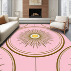Pink Sunburst Geometric Pattern Rug