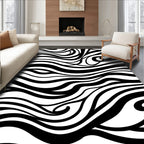 Black White Swirl Pattern Design Rug