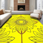 Radiant Yellow Floral Art Deco Rug