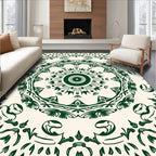 Deep Forest Green Mandalas Accents Rug