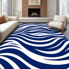 Dynamic Blue White Wavy Pattern Design Rug