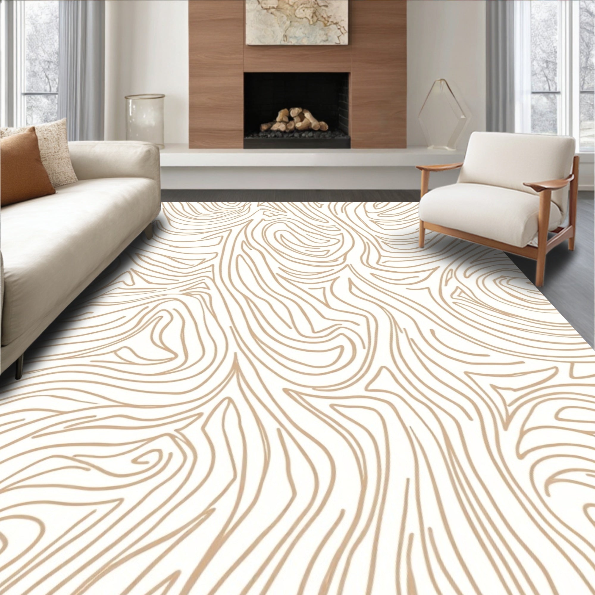 Abstract Swirls Organic Design Rug