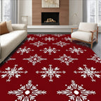 Crimson Snowflake Medallion Fabric Rug