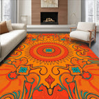 Retro Psychedelic Floral Sunburst Pattern Rug