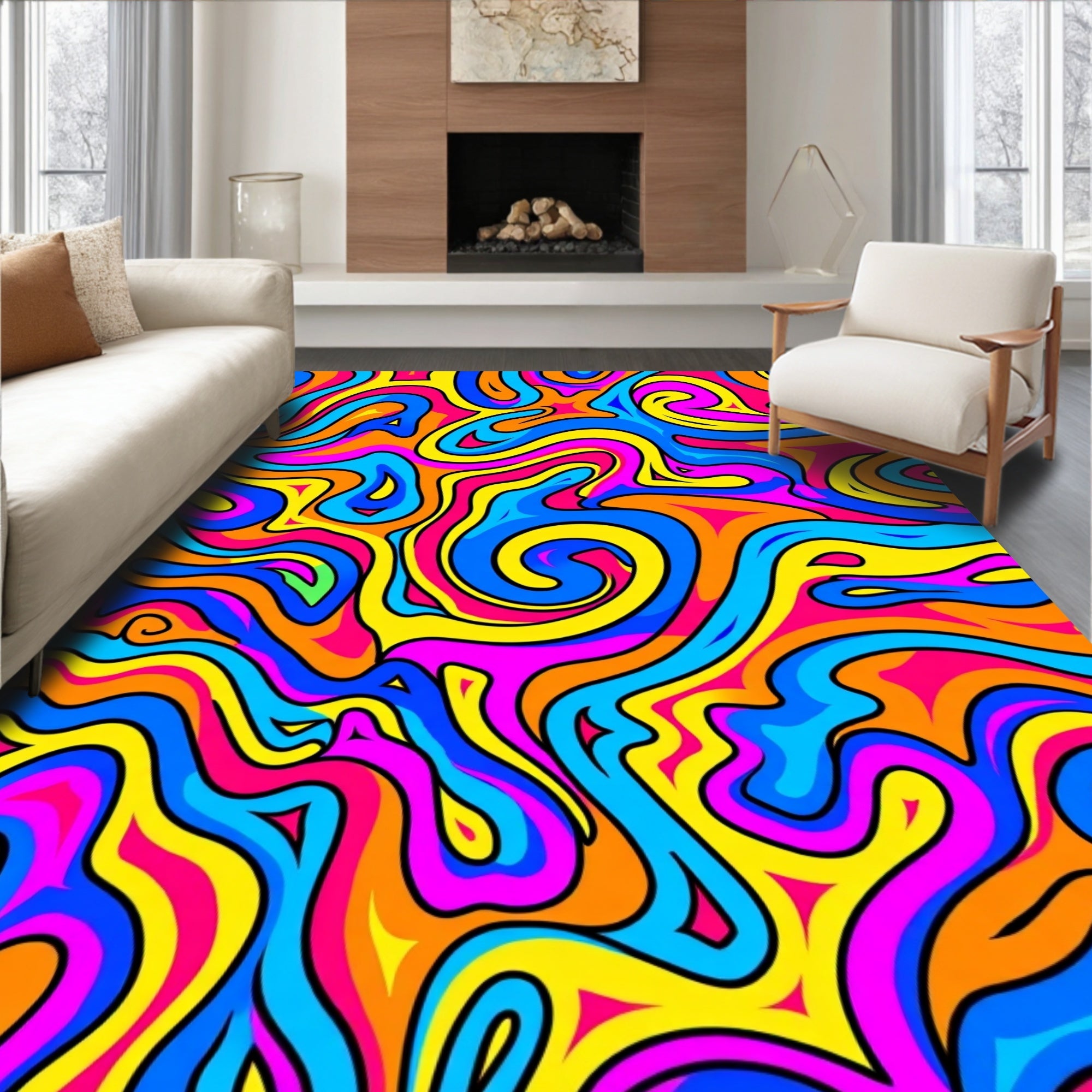 Vibrant Swirl Abstract Pattern Rug