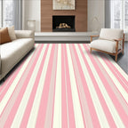 Classic Pink Cream Stripe Pattern Rug