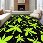Neon Green Silhouette Petal Scatter Rug