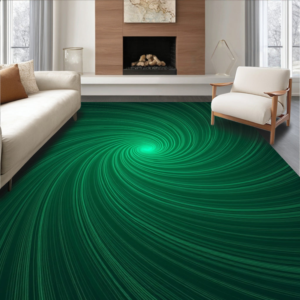 Emerald Green Swirl Fibrous Rug