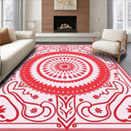 Red Floral Mandala Patterned Rug