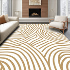Abstract Wavy Gold Lines Rug