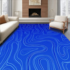 Bold Blue Abstract Contour Pattern Rug