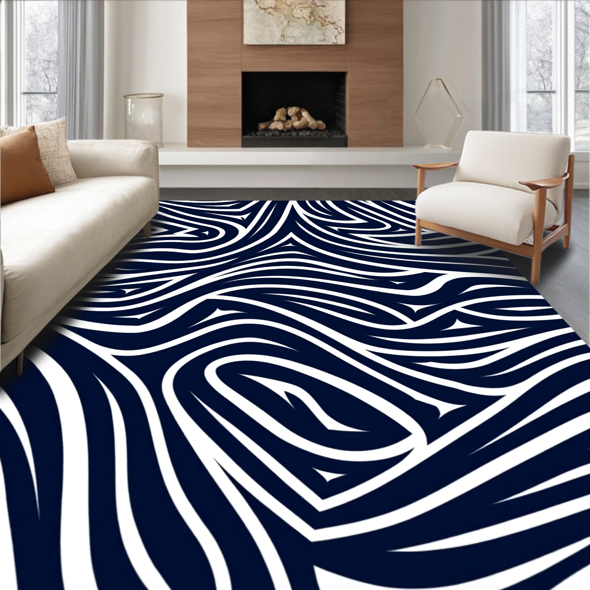 Bold Abstract Swirl Pattern Rug