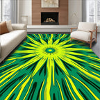 Radiant Sunburst Green Yellow Pattern Rug