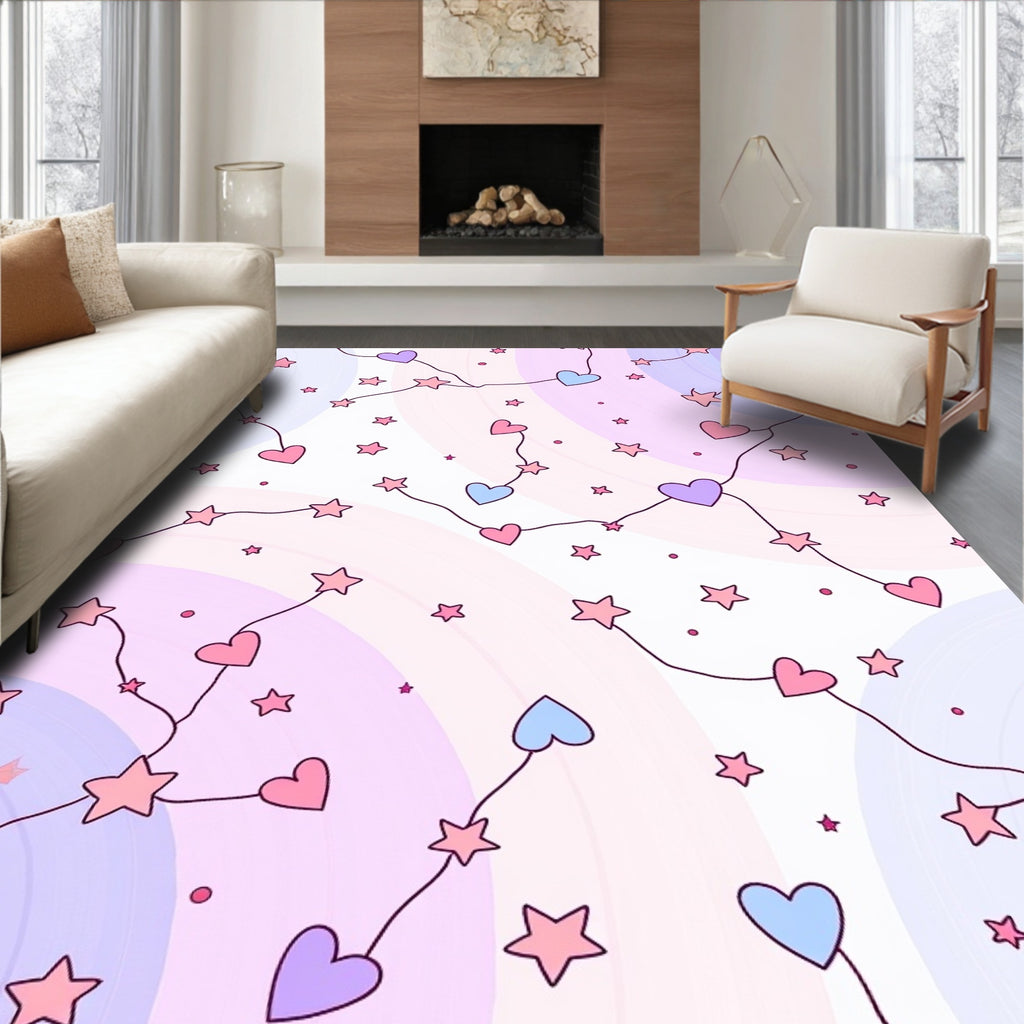 Sweet Heart Star Constellation Design Rug