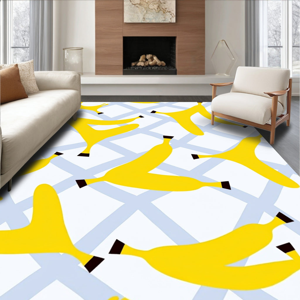 Yellow Fruit Pattern Print Rug