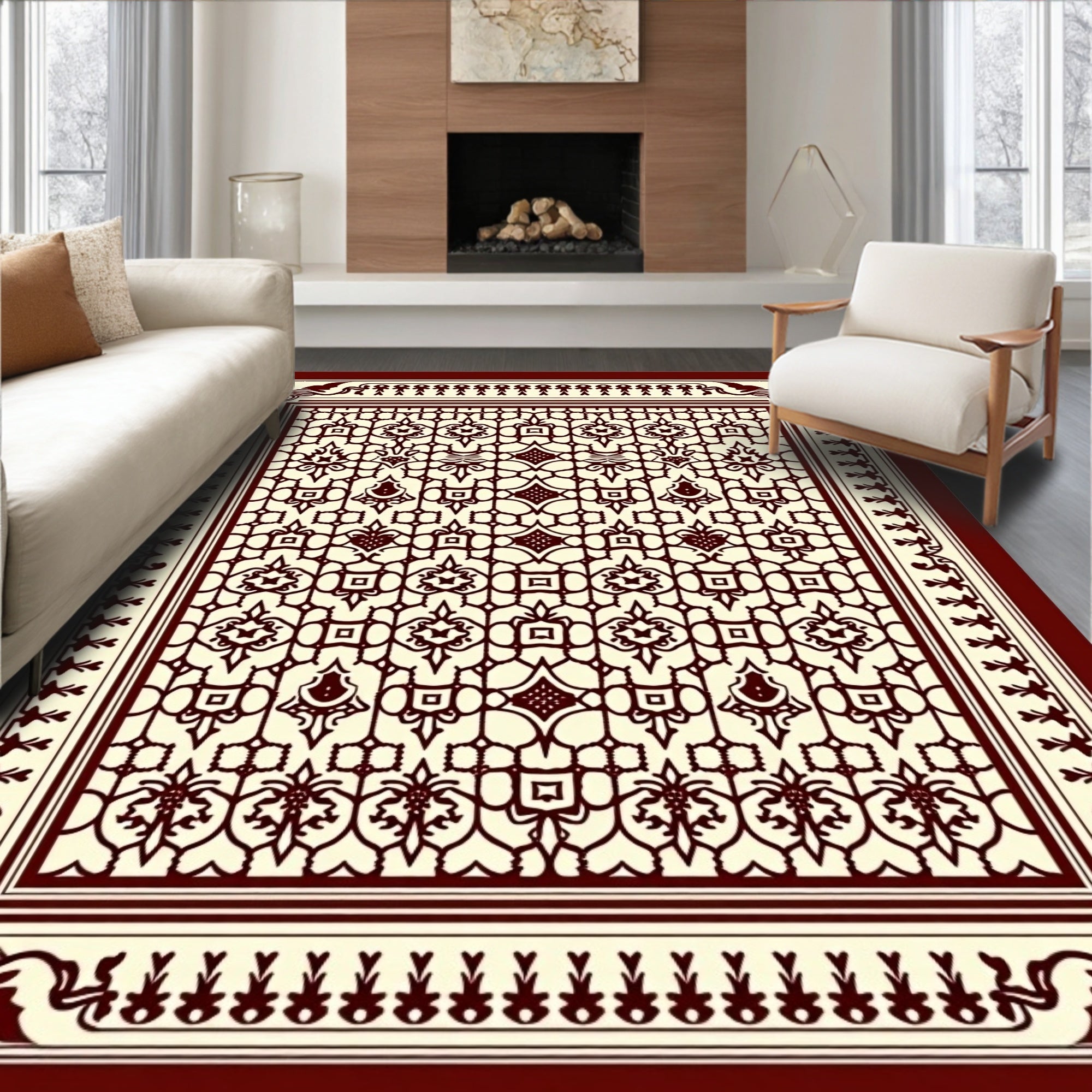 Intricate Lattice Geometric Pattern Rug