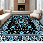 Intricate Blue Floral Mandala Pattern Rug