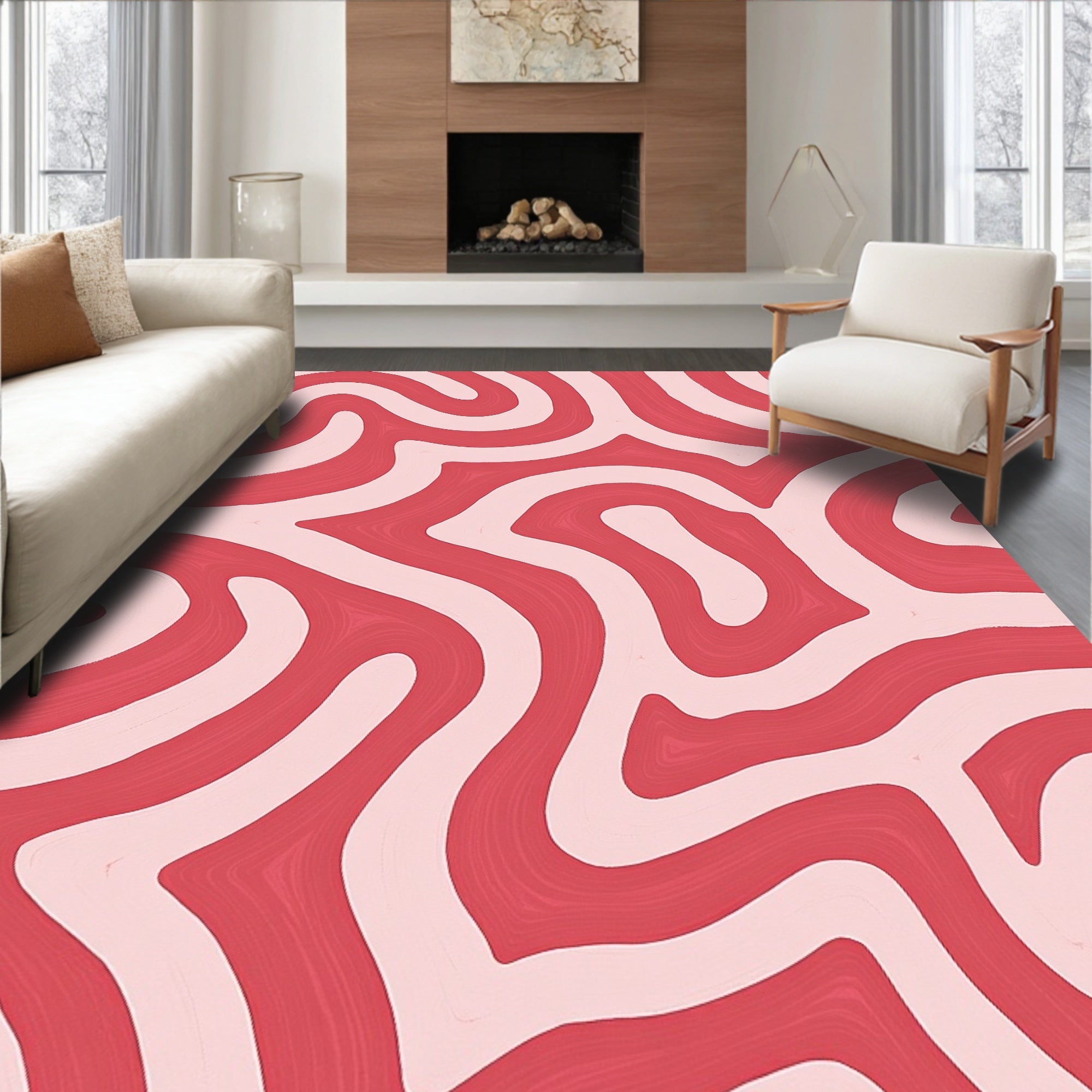 Curving Lines Abstract Pattern Rug