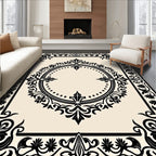 Classic Scrollwork Black Patterned Rug