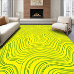 Abstract Yellow Green Swirl Pattern Rug