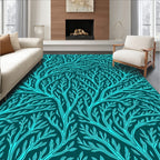 Teal Branch Pattern Design Rug