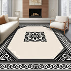 Classic Black Geometric Mandala Rug