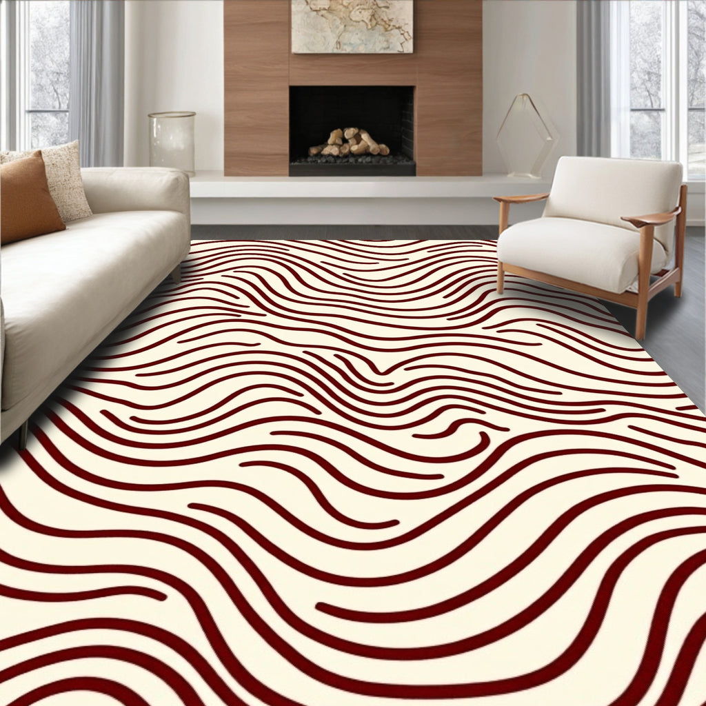 Minimalist Wavy Line Pattern Rug
