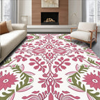 Pink Leaf Flower Ornamental Design Rug