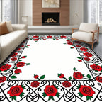 Red Rose Patterned Classic Vine Rug