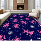 Pink Insect Cosmic Midnight Stars Rug