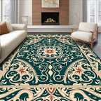 Ornate Floral Swirl Border Design Rug