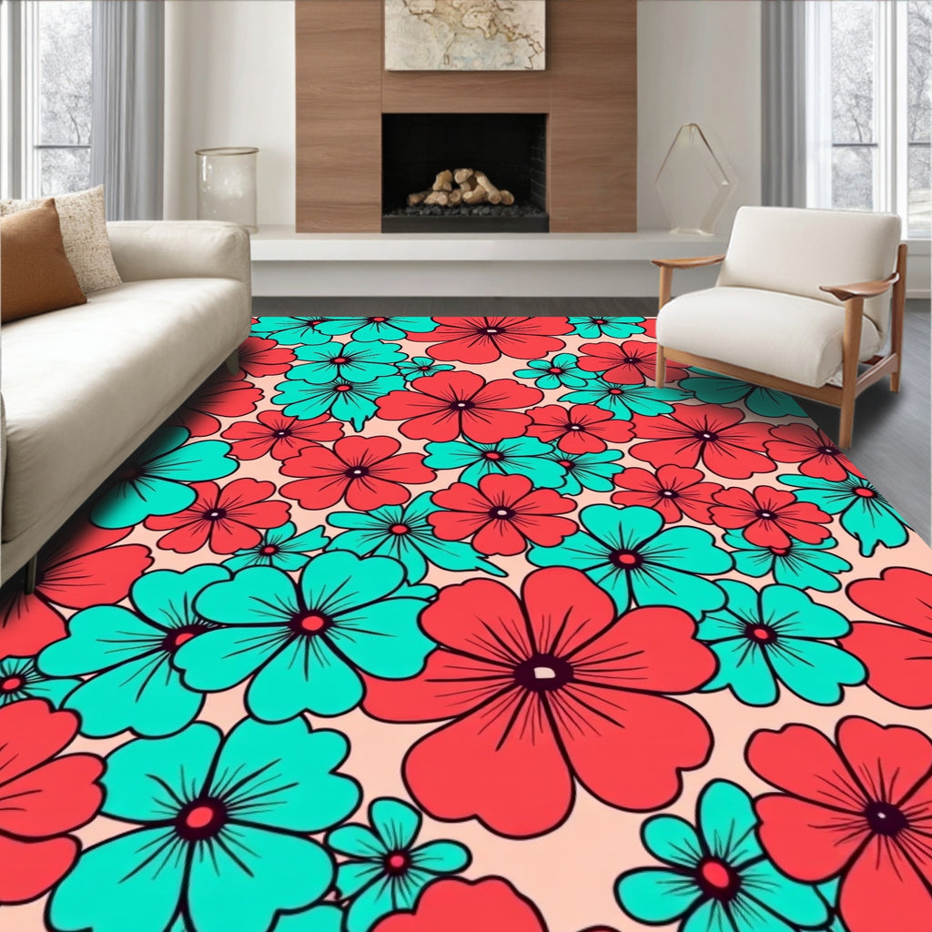Bright Floral Pattern Rug