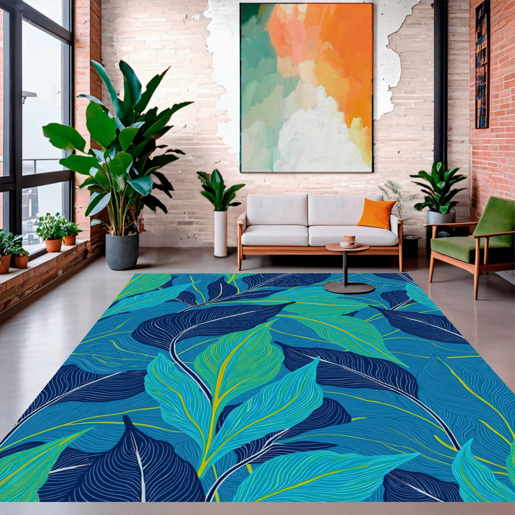 Tropical Leaf Pattern Rug