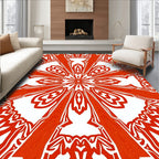 Vibrant Orange Radial Abstract Pattern Rug