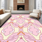Pink Floral and Quatrefoil Pattern Rug