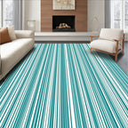 Classic Teal White Stripe Pattern Rug