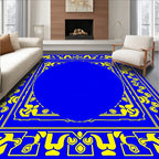 Royal Blue Geometric Floral Border Rug