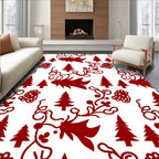 Charming Red Christmas Tree Garland Rug