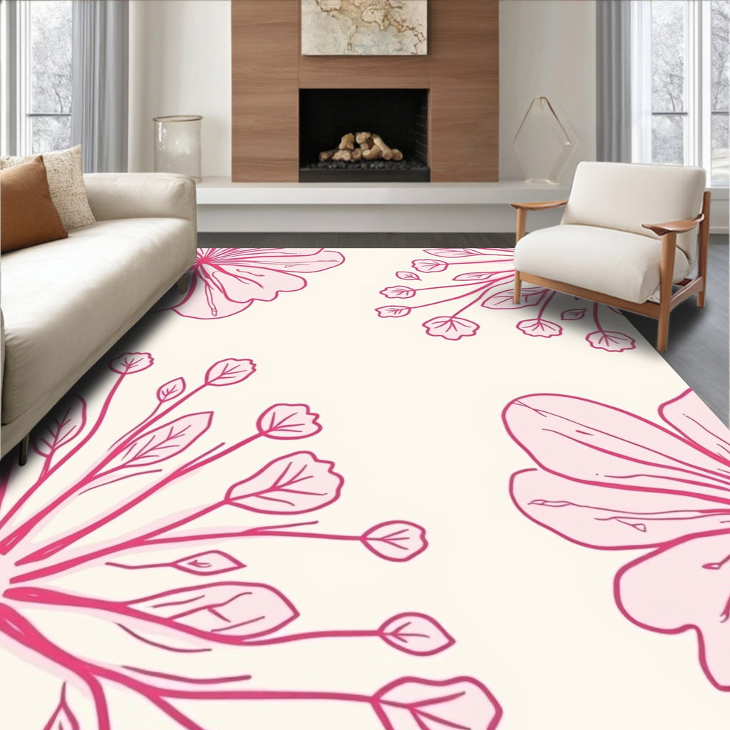 Pink Blossom Garden Pattern Rug