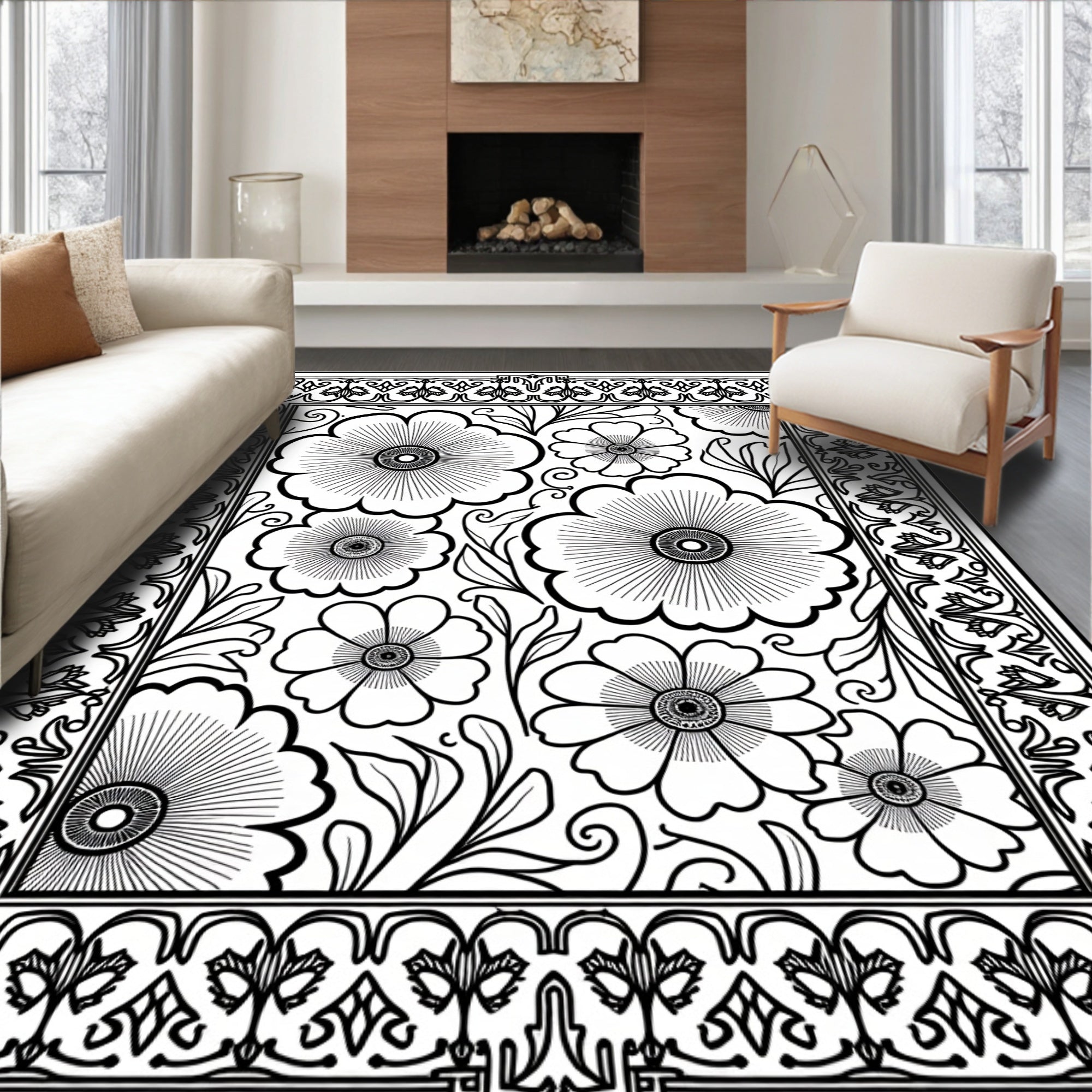 Floral Art Nouveau Patterned Rug