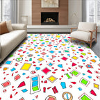 Colorful Geometric Shapes Patterned Rug