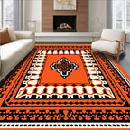 Bold Geometric Orange Statement Rug