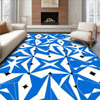 Abstract Blue Starburst Geometric Pattern Rug