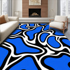Bold Blue White Organic Abstract Rug