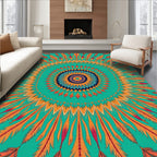 Vibrant Feather Mandala Pattern Rug