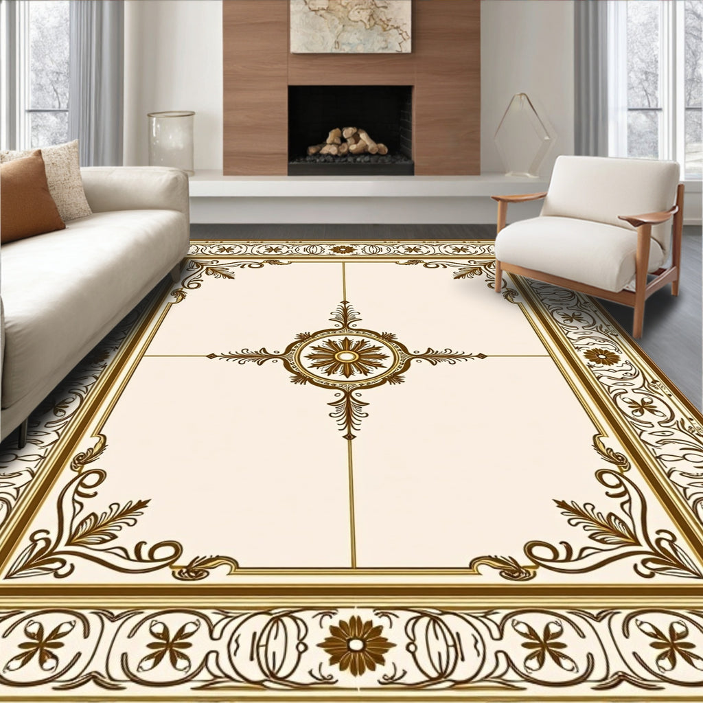 Classic Floral Scroll Frame Rug