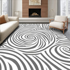 Flowing Gray Swirl Pattern Rug
