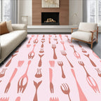 Pink Utensil Collage Rug