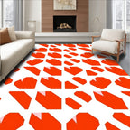 Bold Red Abstract Geometric Tile Rug