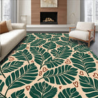 Earthy Green Leaf Abstract Pattern Rug
